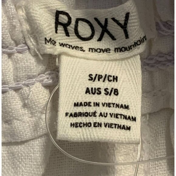 Roxy Womens White Linen Elastic Waist Drawstring Pants Size Small S Casual New - Picture 6 of 9